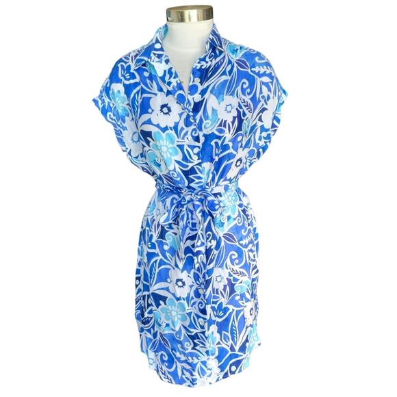 J. Mclaughlin Floral Button Up Tie Dress Women's Small - Picture 1 of 9